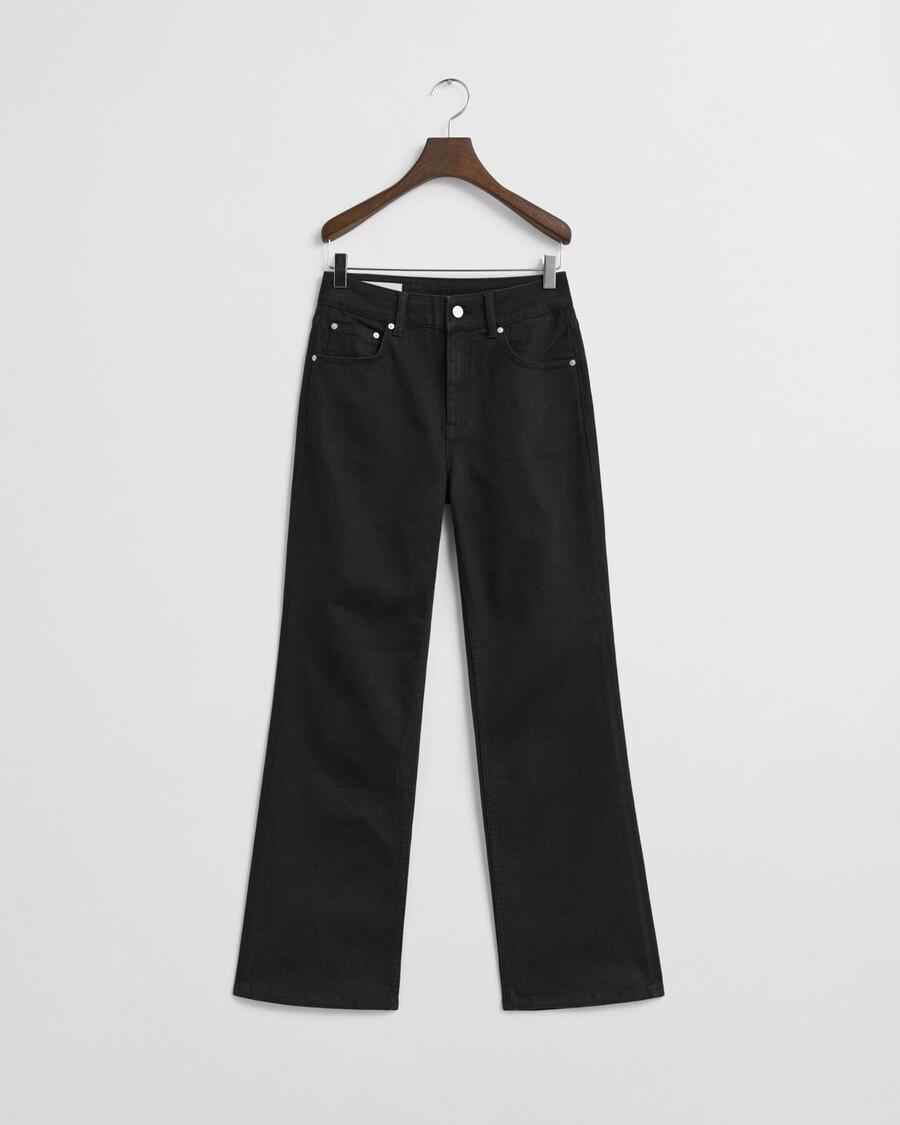 slim fit flared black jeans - black