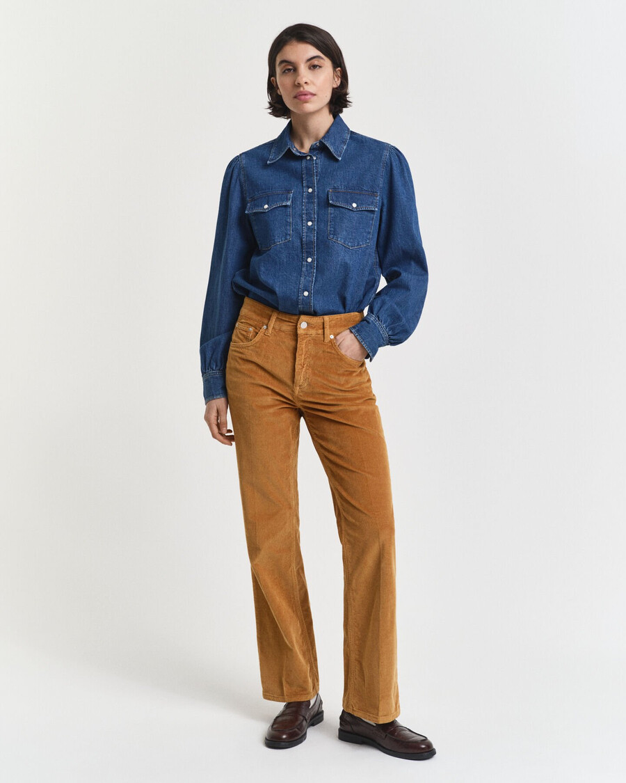 flared corduroy jeans - whiskey brown