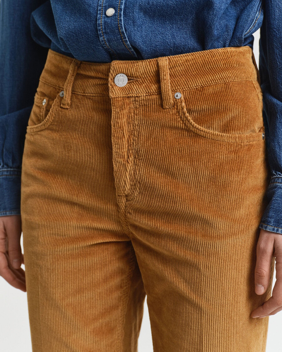 flared corduroy jeans - whiskey brown
