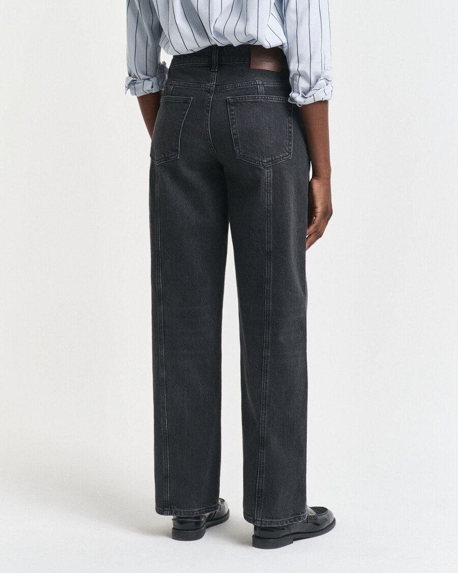 relaxed fit straight seam jeans - black broken in