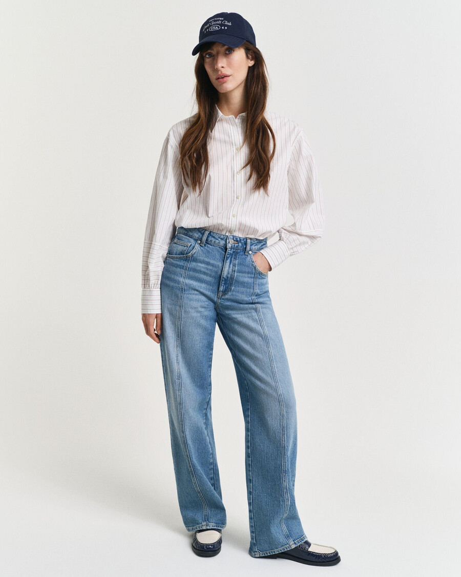 relaxed fit straight seam jeans - mid blue archive