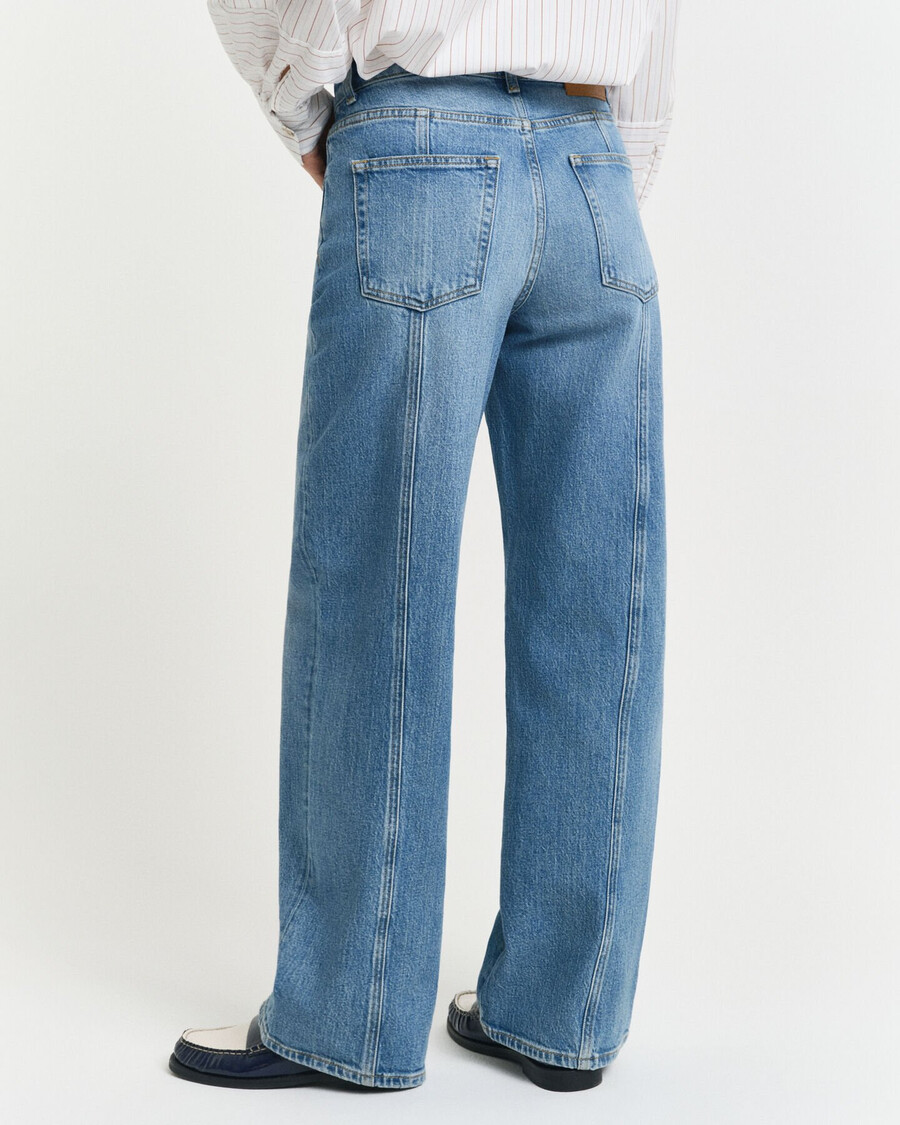relaxed fit straight seam jeans - mid blue archive
