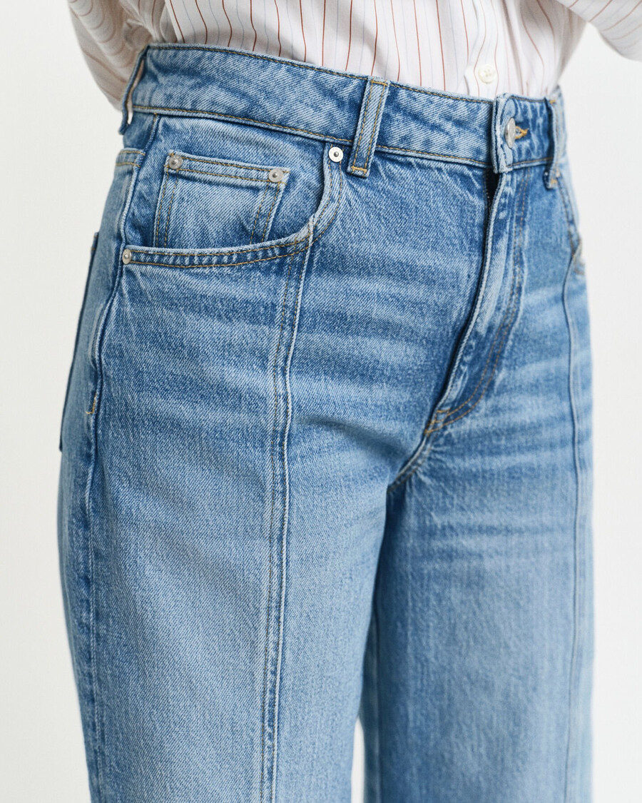 relaxed fit straight seam jeans - mid blue archive