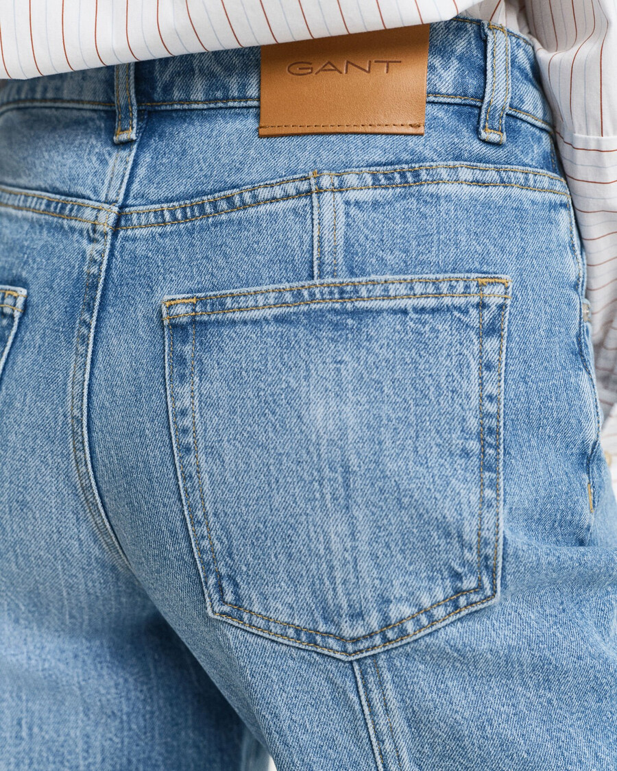 relaxed fit straight seam jeans - mid blue archive