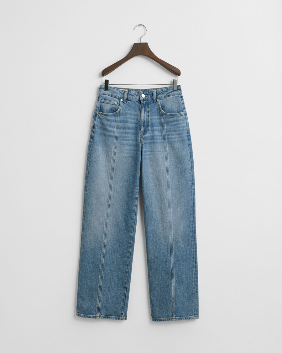 relaxed fit straight seam jeans - mid blue archive
