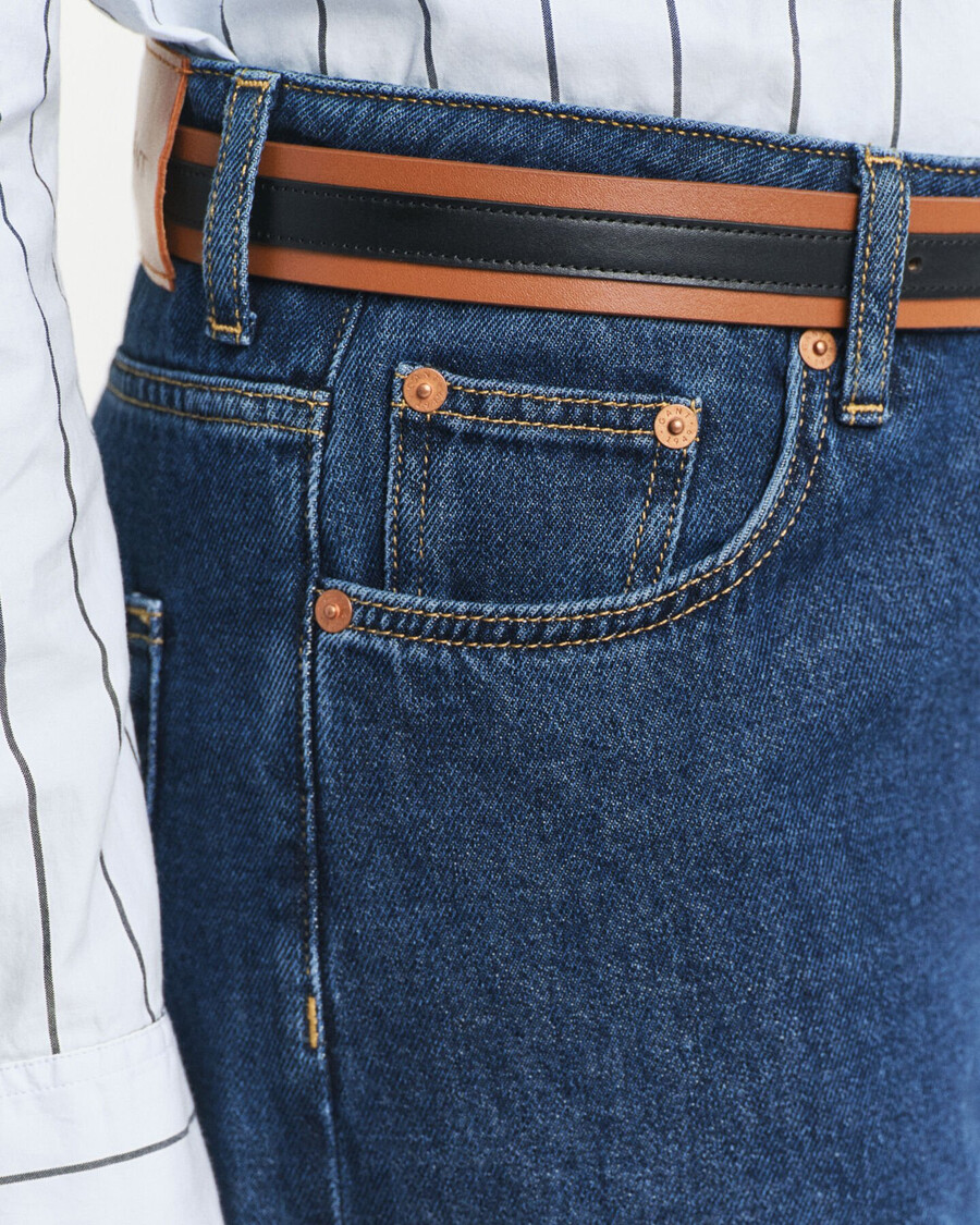 lowrise wide leg jeans - dark blue worn in
