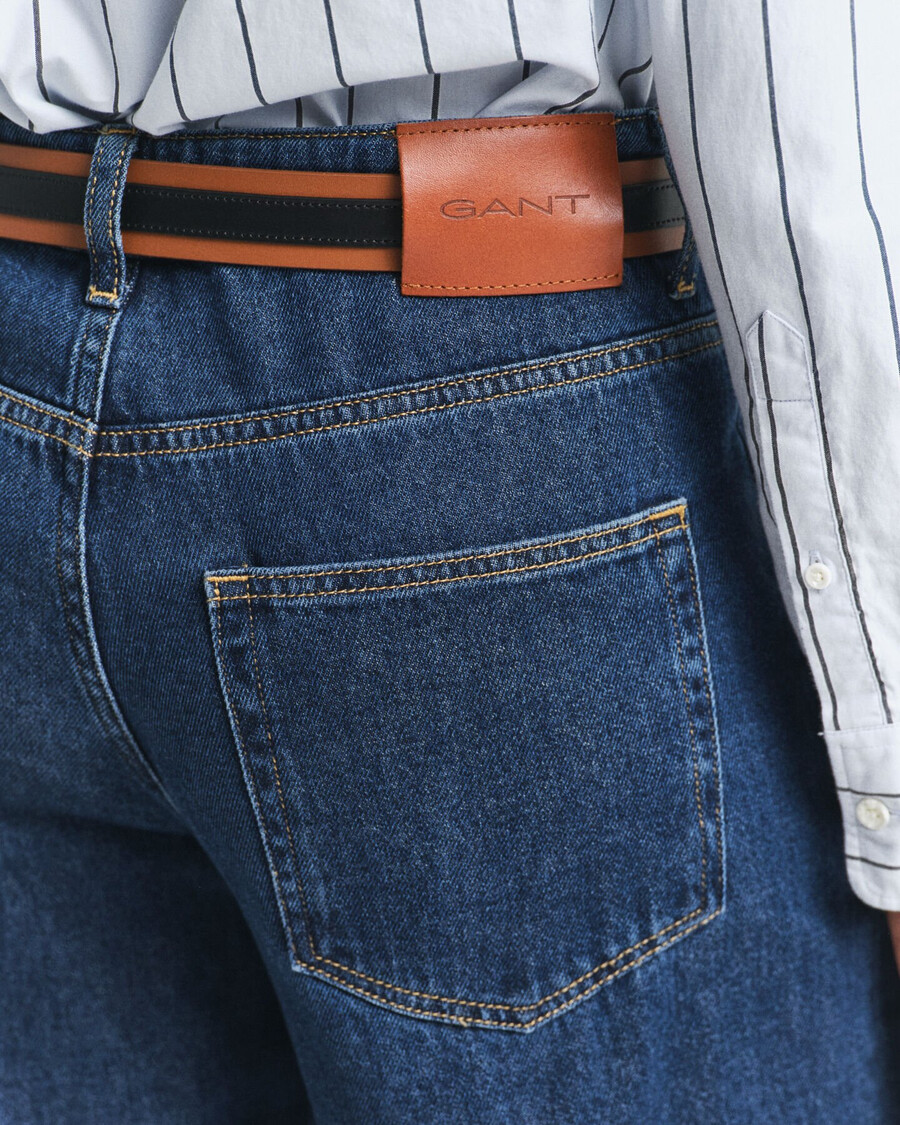 lowrise wide leg jeans - dark blue worn in