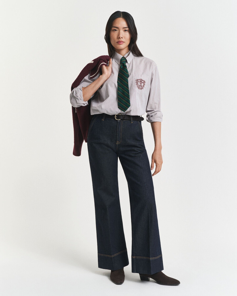 wide flared tailored jeans - dark blue