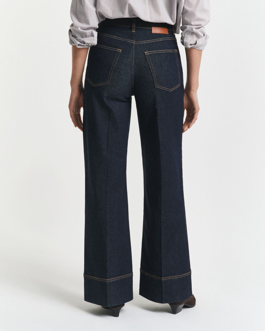 wide flared tailored jeans - dark blue