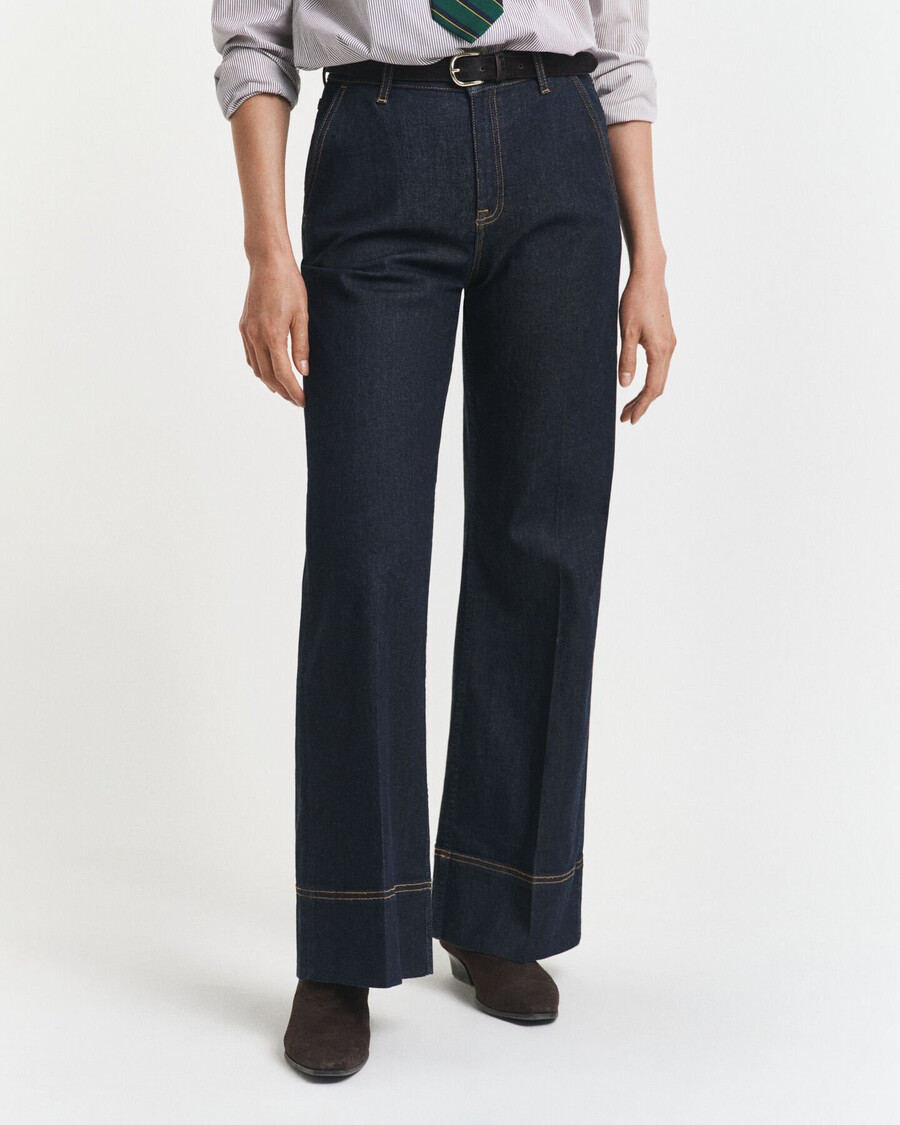 wide flared tailored jeans - dark blue