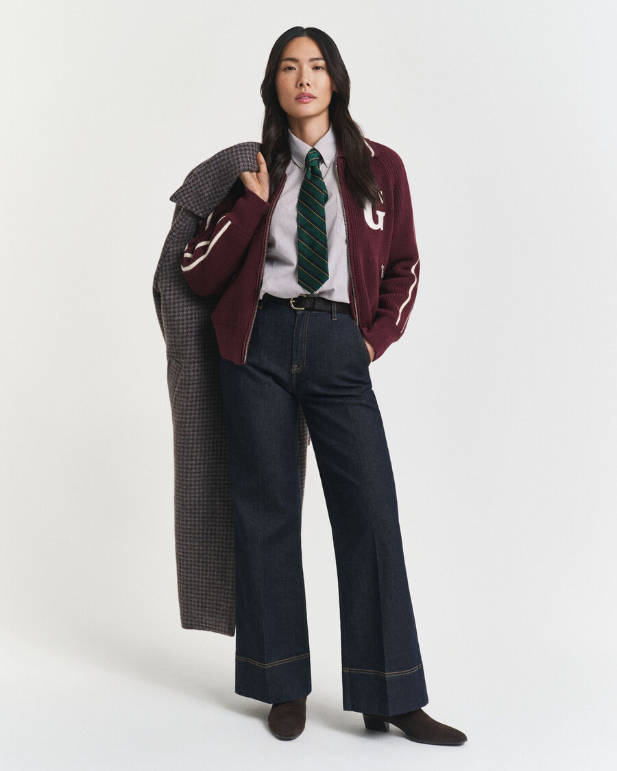 wide flared tailored jeans - dark blue