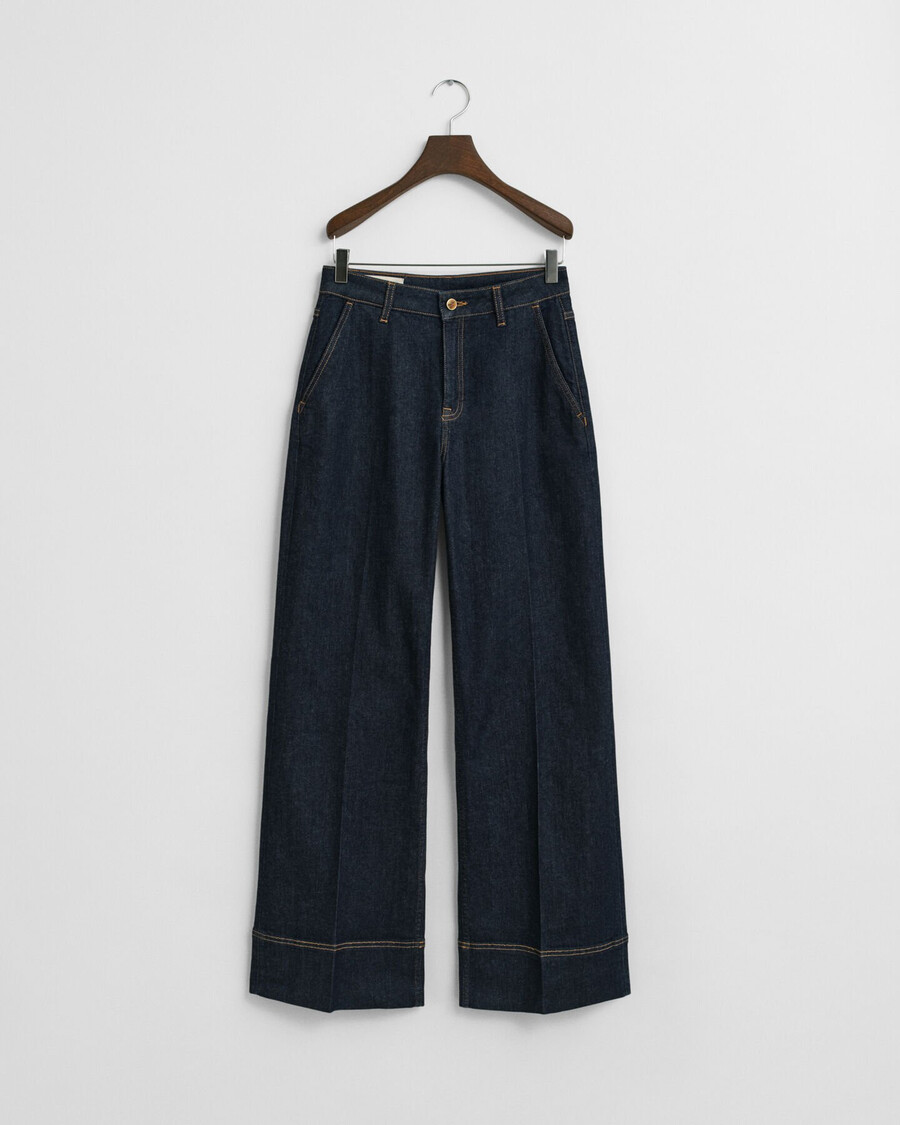 wide flared tailored jeans - dark blue