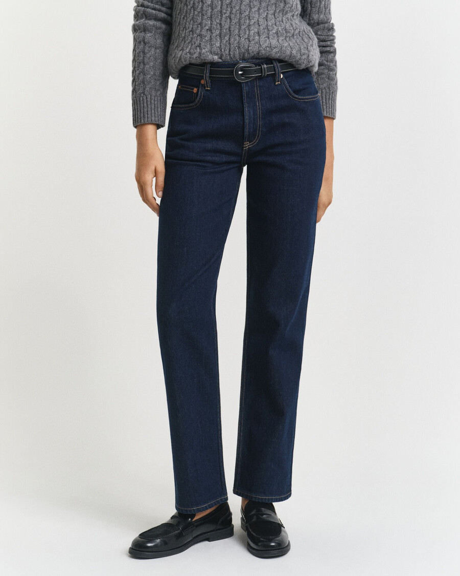 straight leg stretch jeans - dark blue