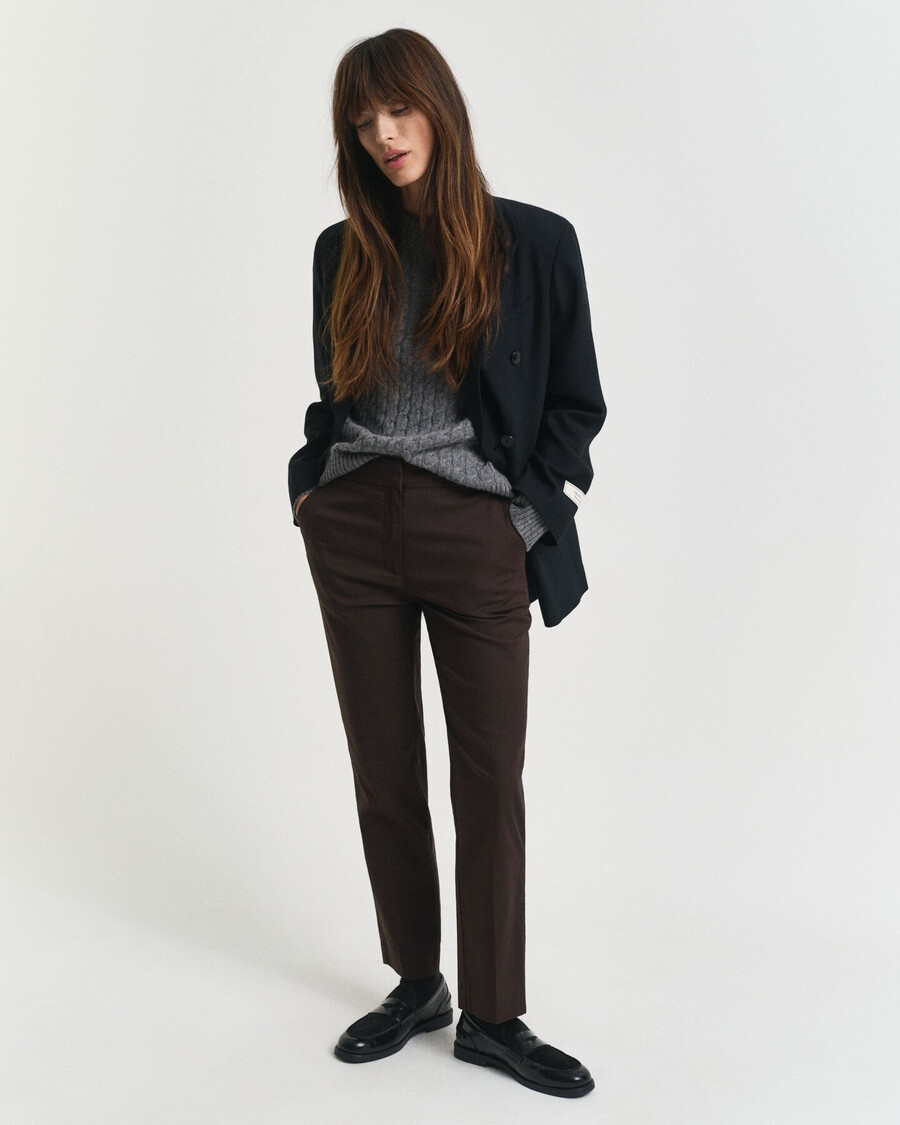 slim fit slacks - deep brown