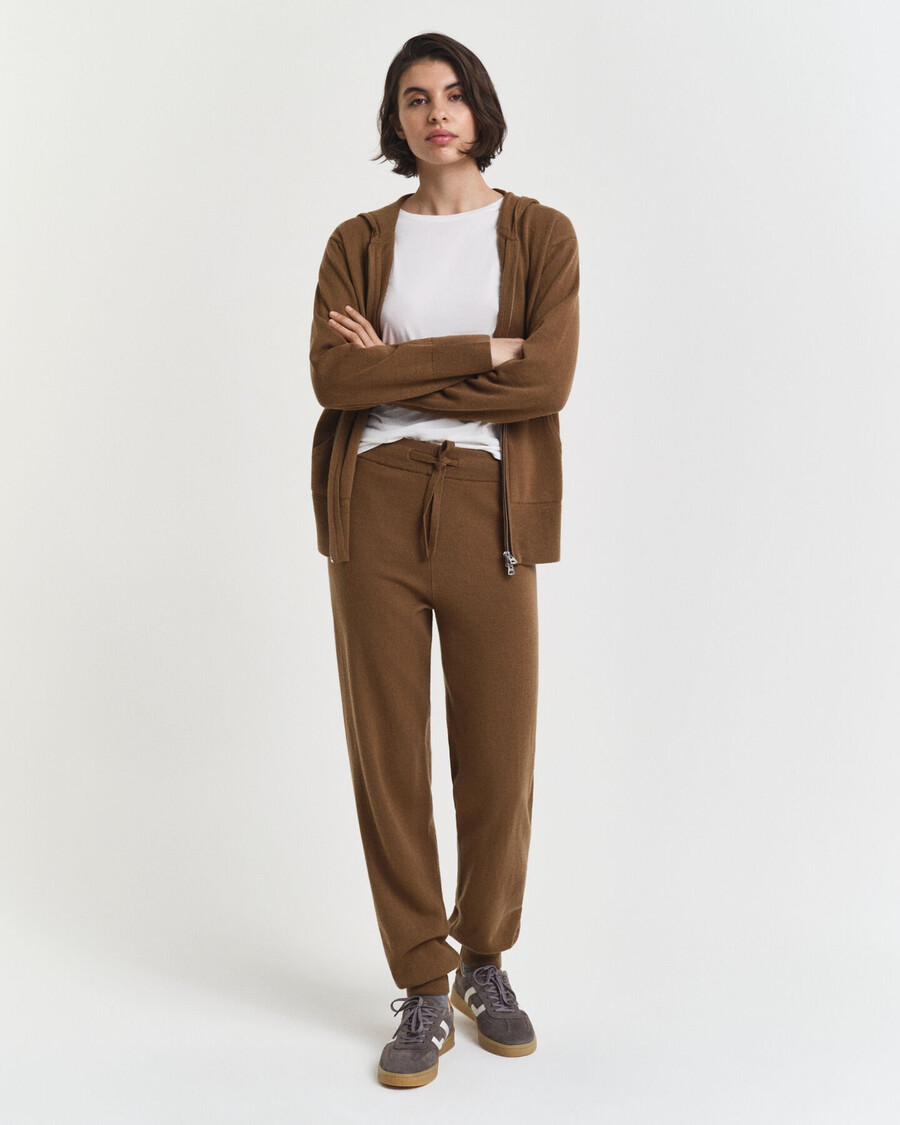 knitted superfine lambswool pants - warm khaki