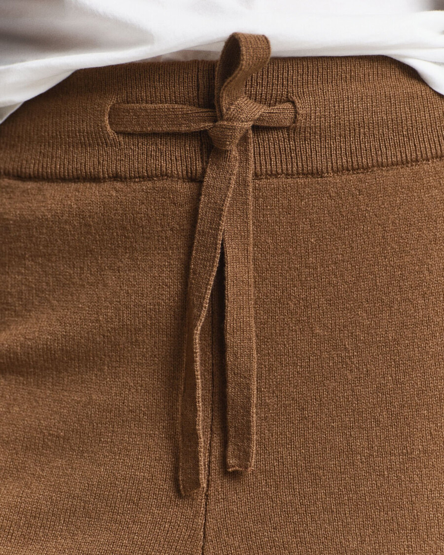 knitted superfine lambswool pants - warm khaki