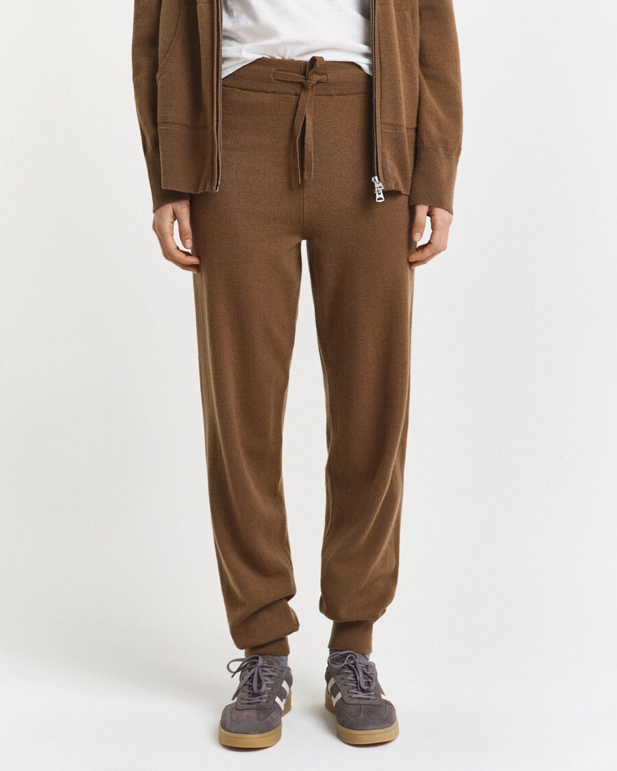 knitted superfine lambswool pants - warm khaki