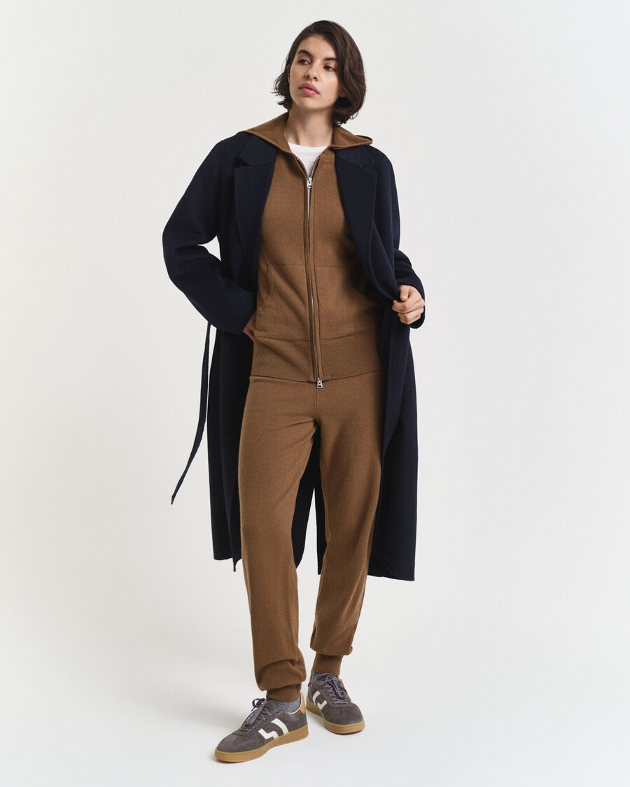 knitted superfine lambswool pants - warm khaki