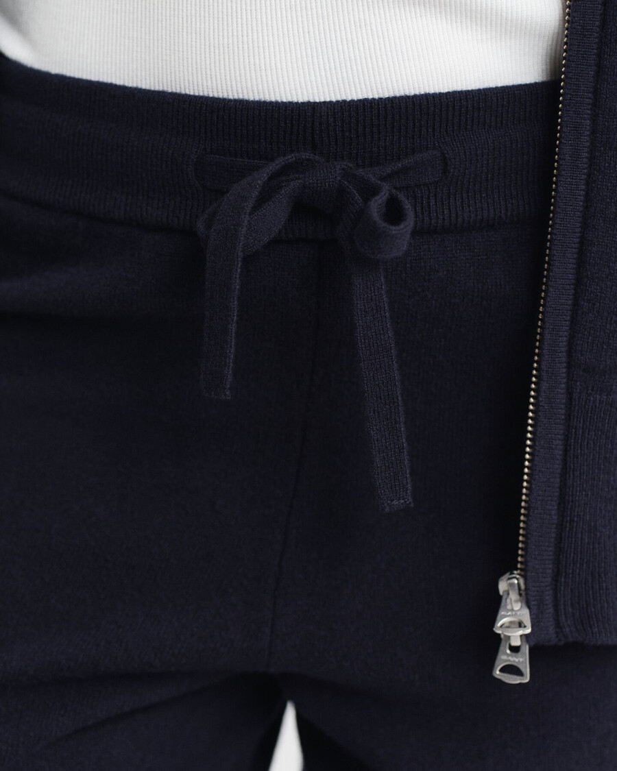 knitted superfine lambswool pants - evening blue