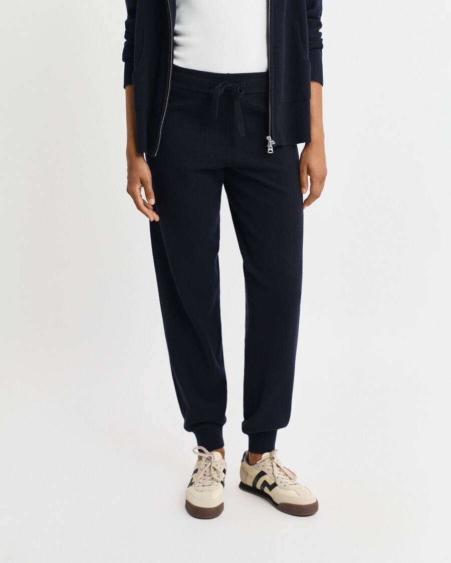 knitted superfine lambswool pants - evening blue