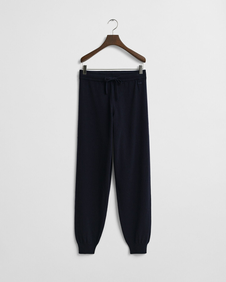 knitted superfine lambswool pants - evening blue