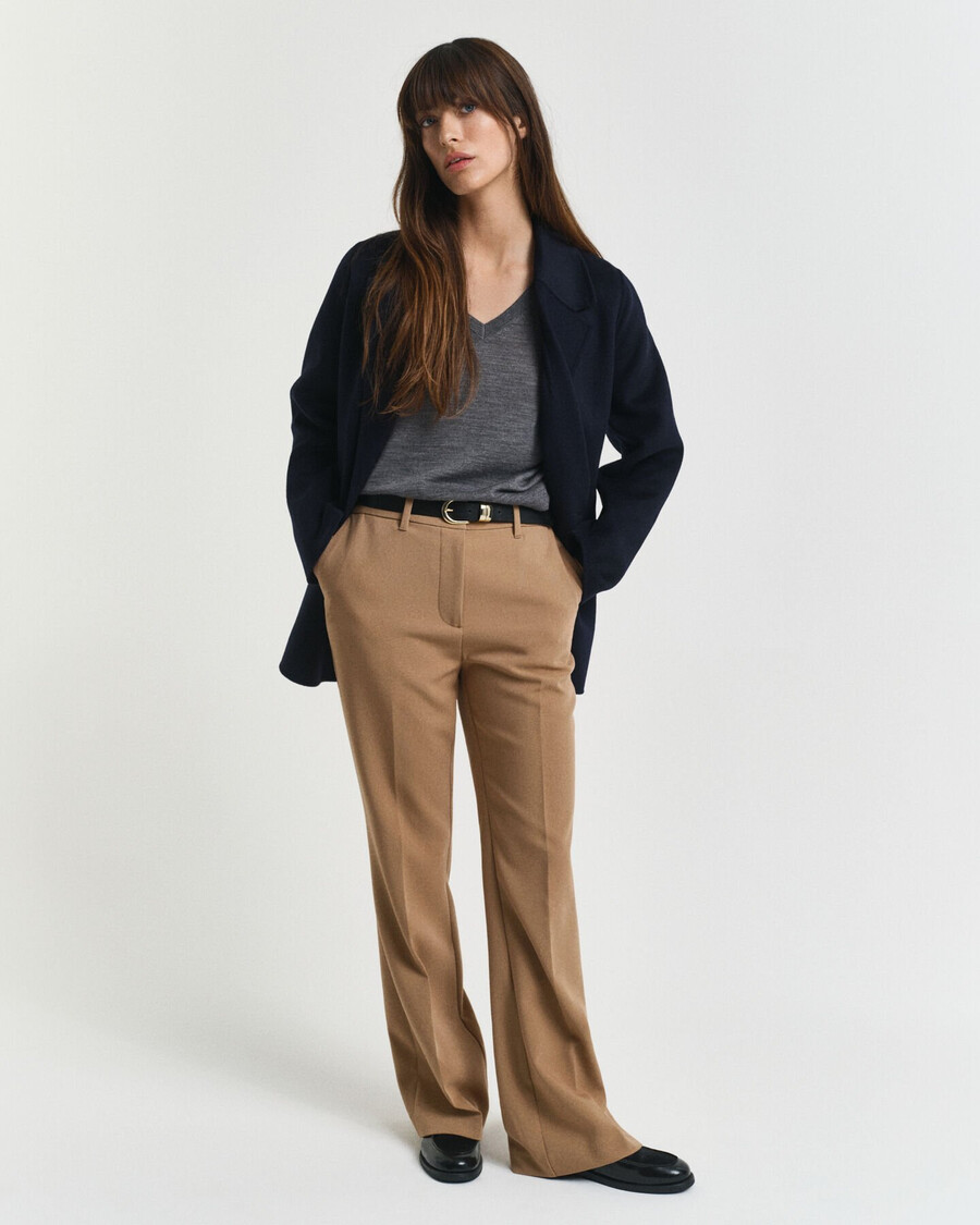 slim fit flared slacks - warm khaki