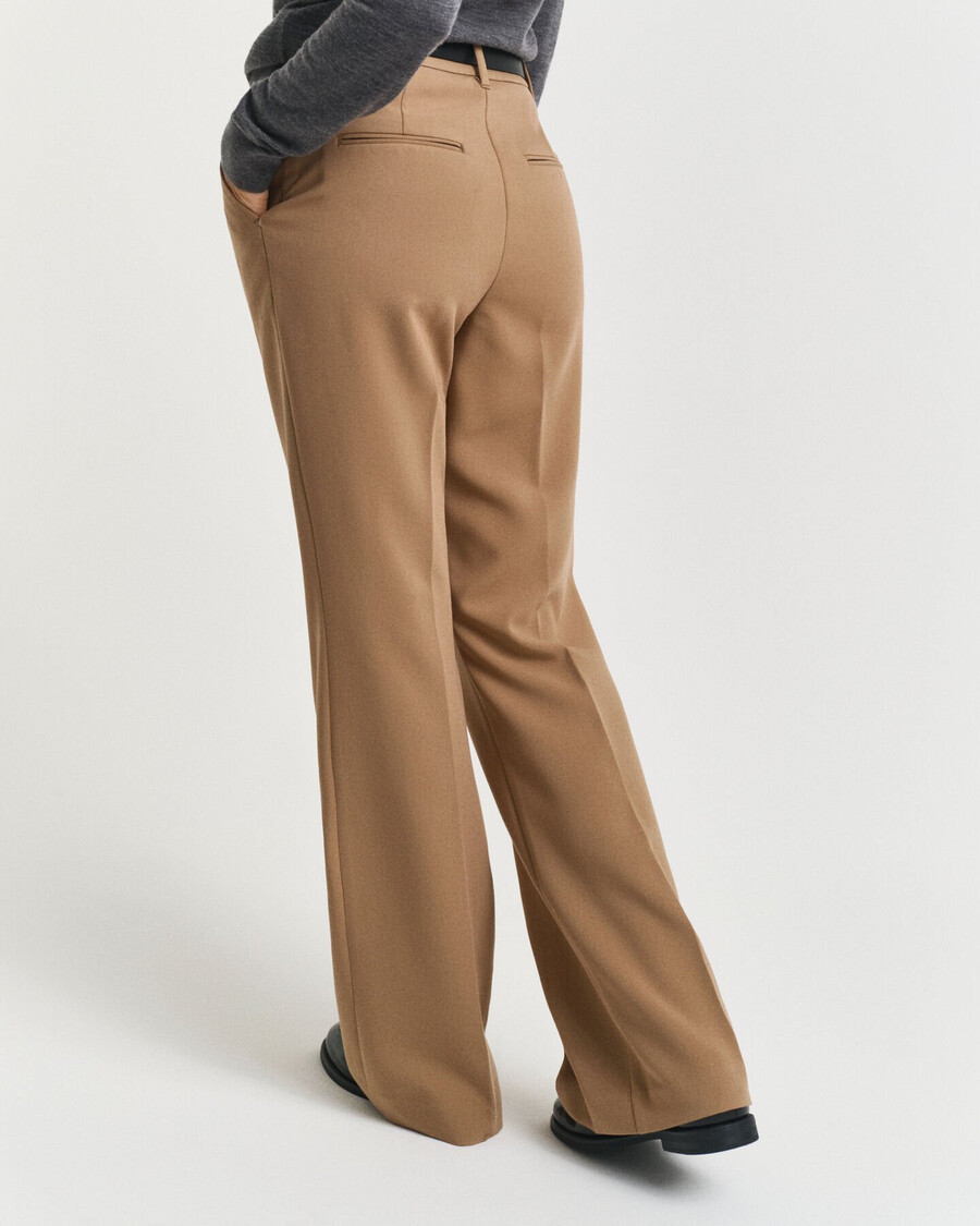slim fit flared slacks - warm khaki