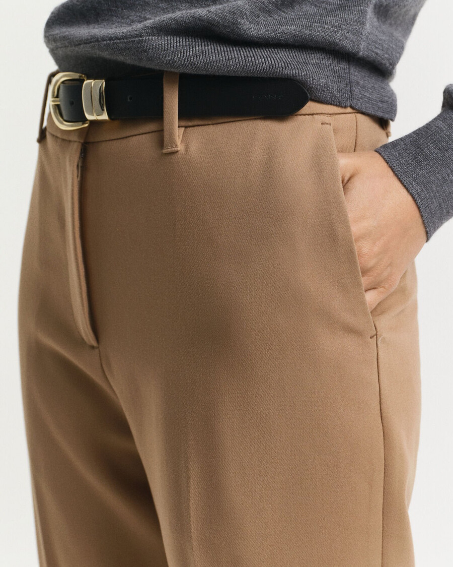 slim fit flared slacks - warm khaki