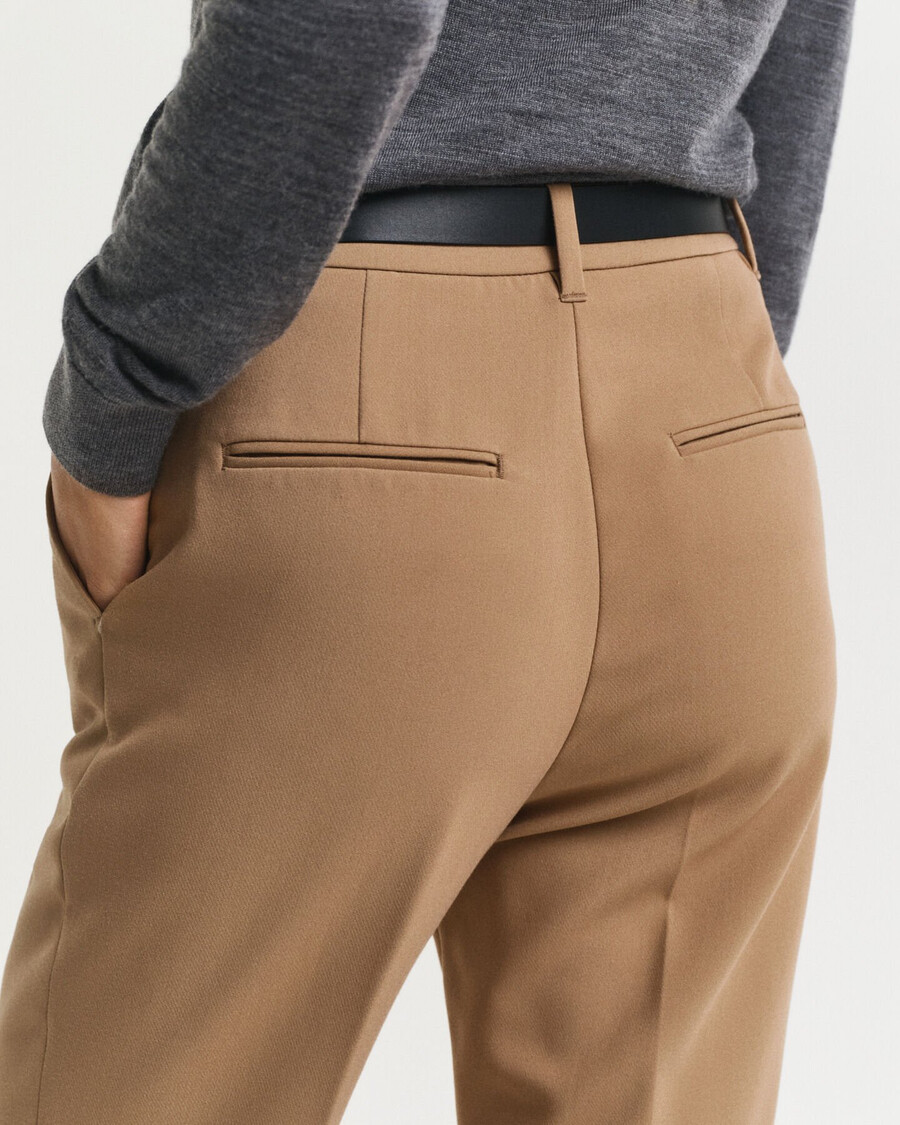 slim fit flared slacks - warm khaki