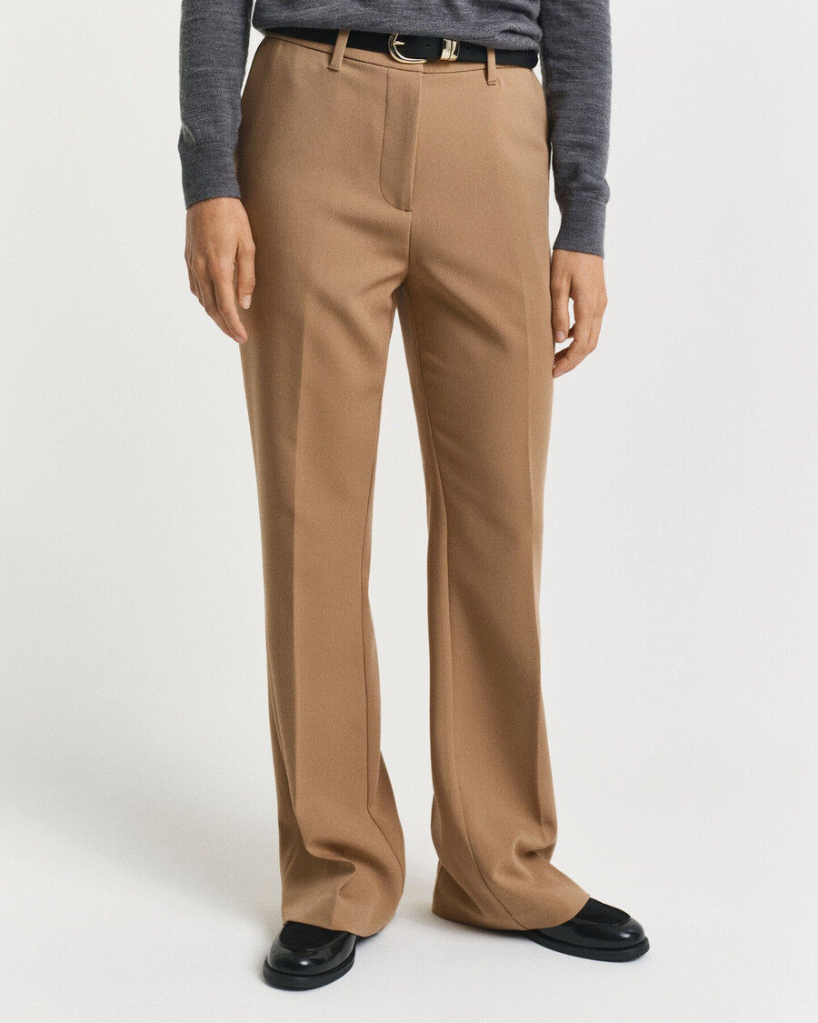 slim fit flared slacks - warm khaki