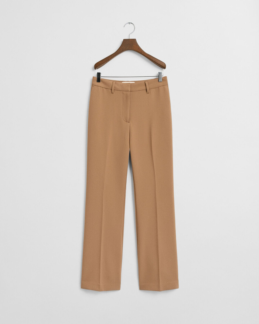slim fit flared slacks - warm khaki