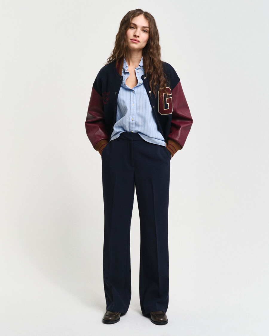 slim fit flared slacks - evening blue