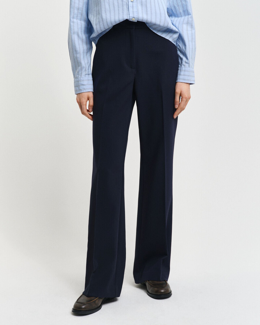 slim fit flared slacks - evening blue