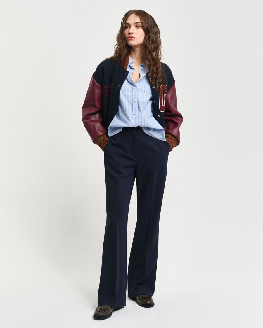 slim fit flared slacks - evening blue