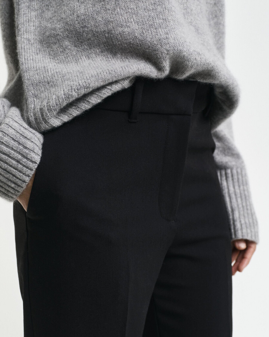 slim fit flared slacks - black