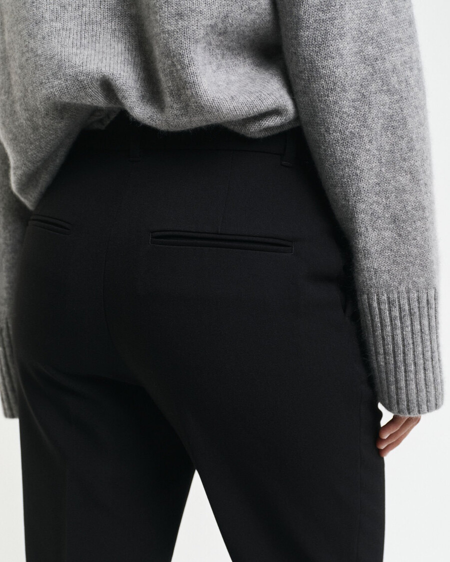 slim fit flared slacks - black