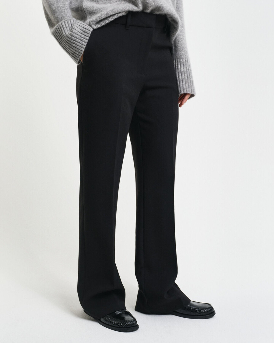 slim fit flared slacks - black