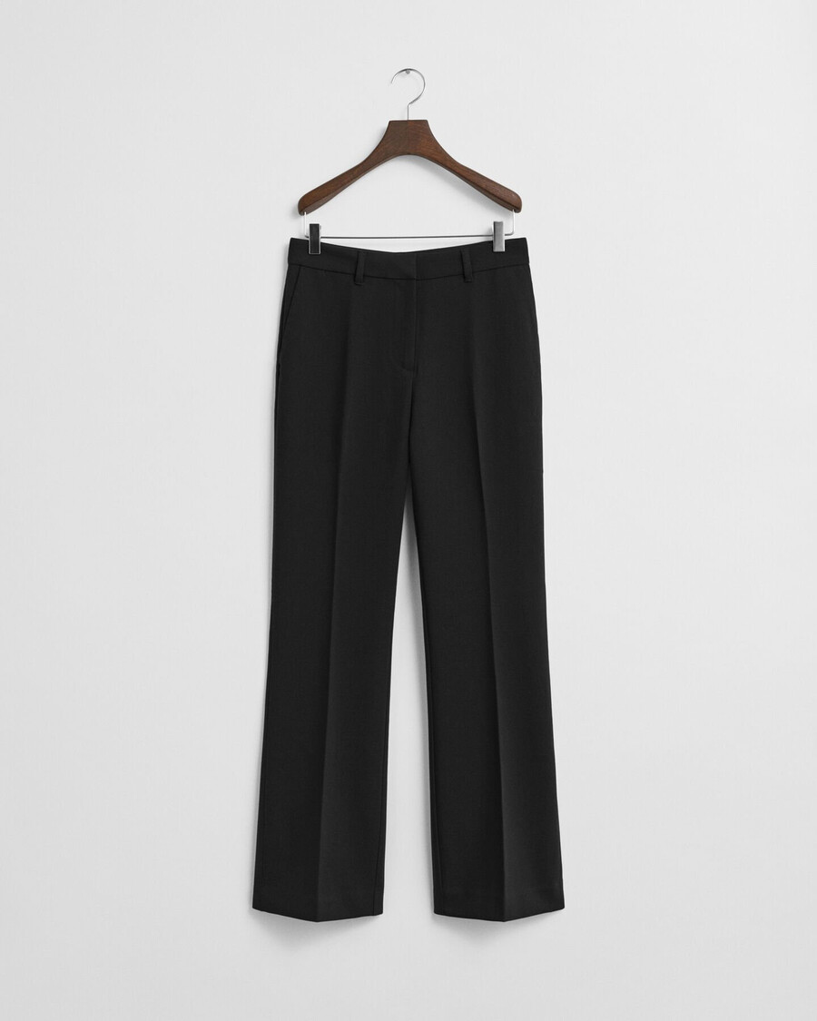 slim fit flared slacks - black