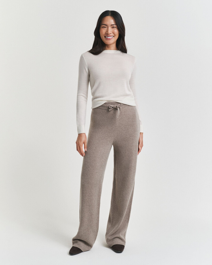 knitted wool pants - taupe beige