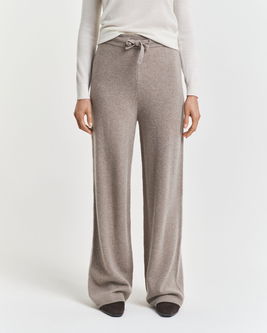 knitted wool pants - taupe beige
