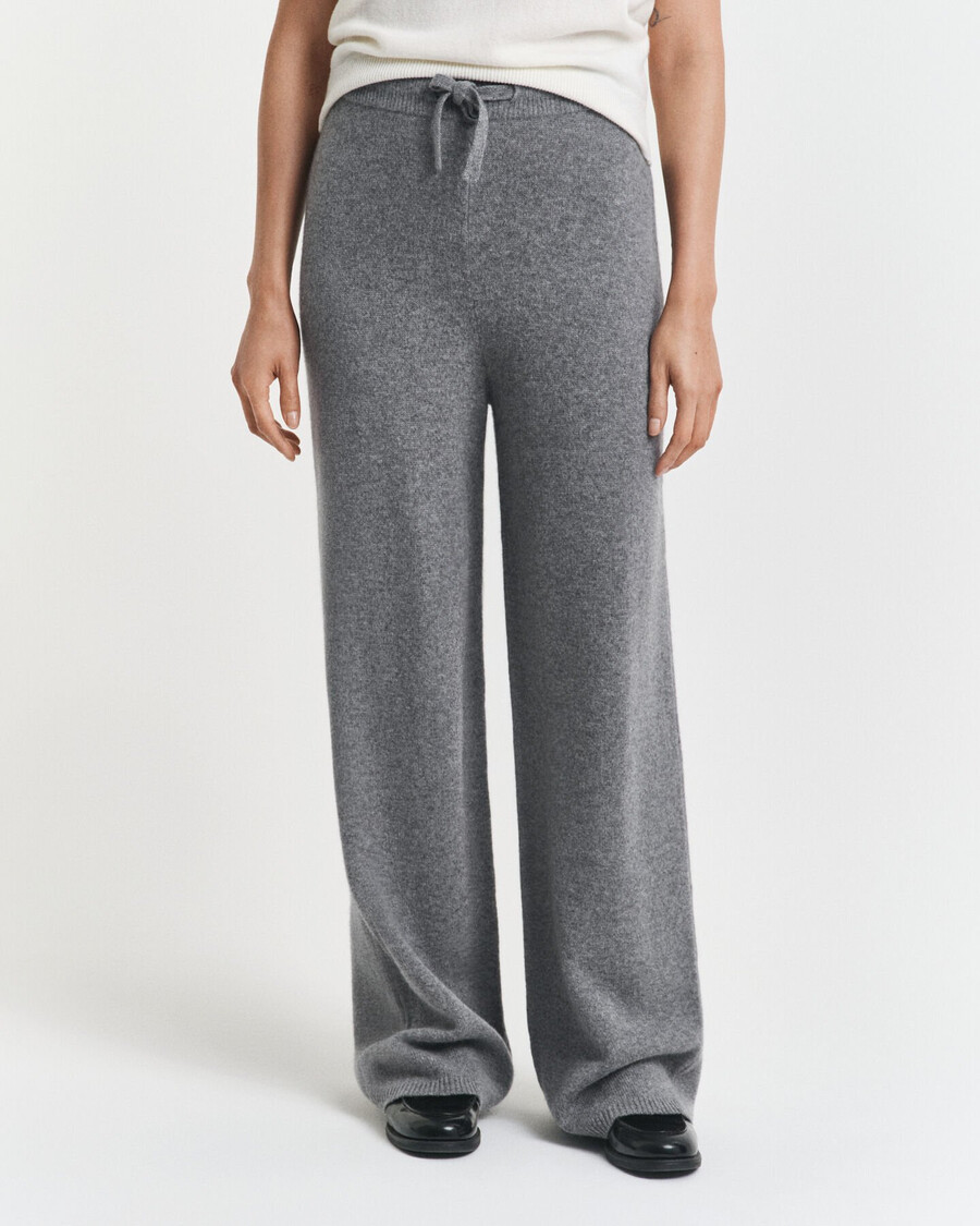 knitted wool pants - charcoal melange