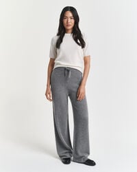 knitted wool pants - charcoal melange