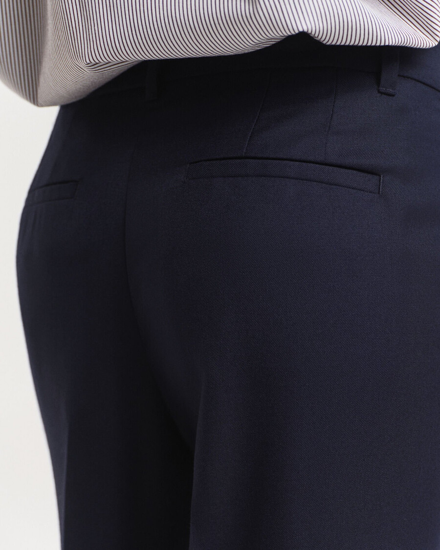 tailored wool blend pants - evening blue