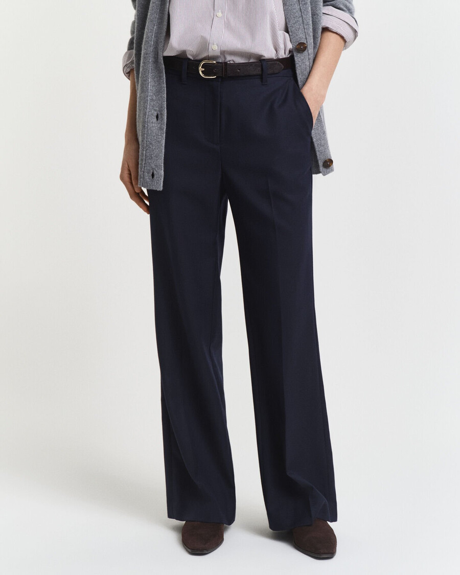 tailored wool blend pants - evening blue
