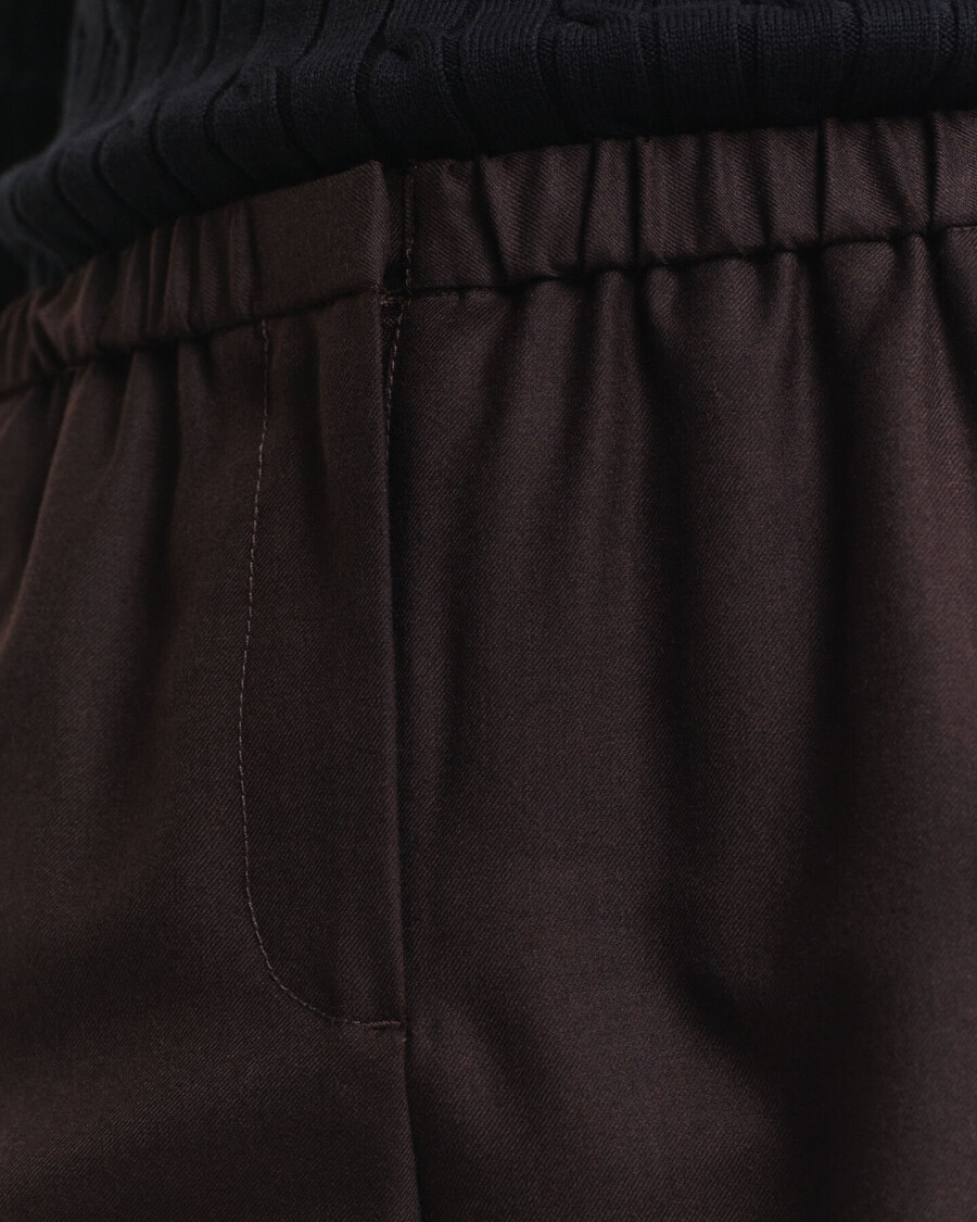 wool blend pullon pants - deep brown