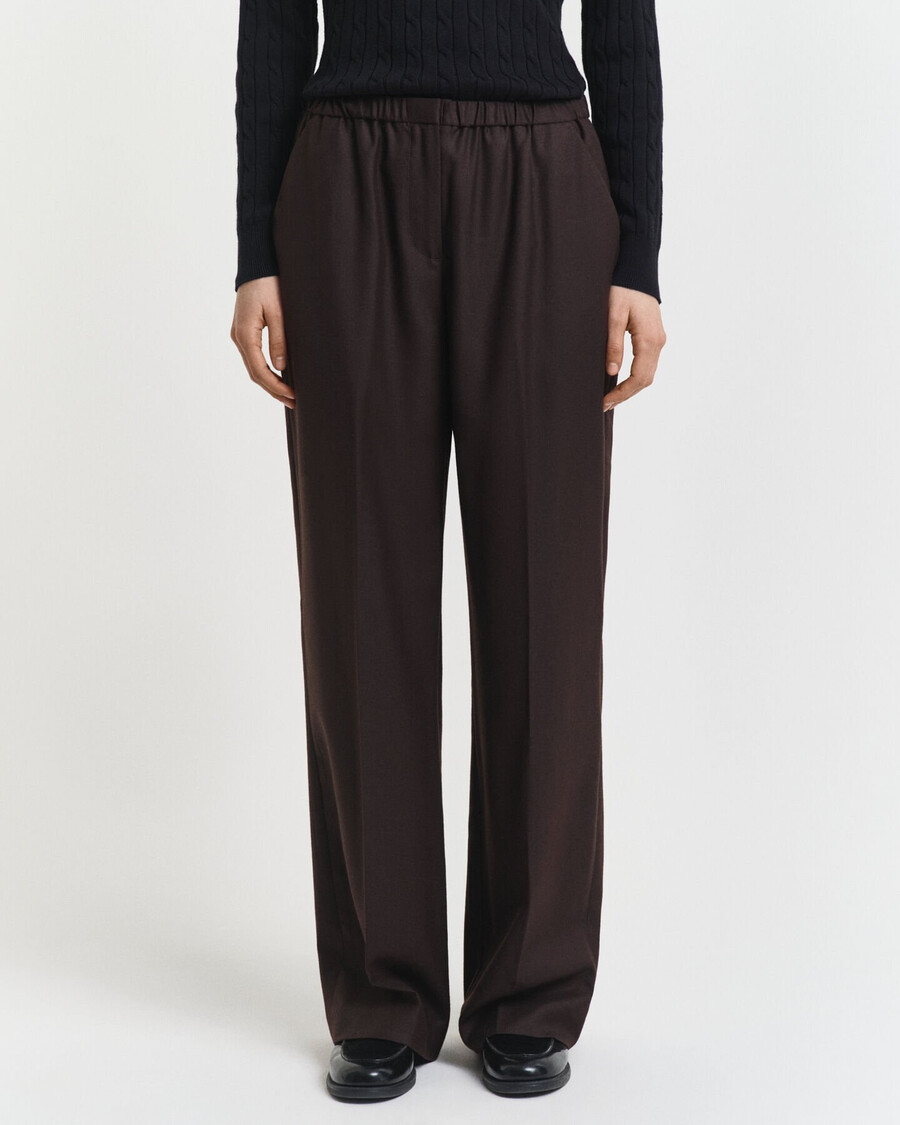 wool blend pullon pants - deep brown
