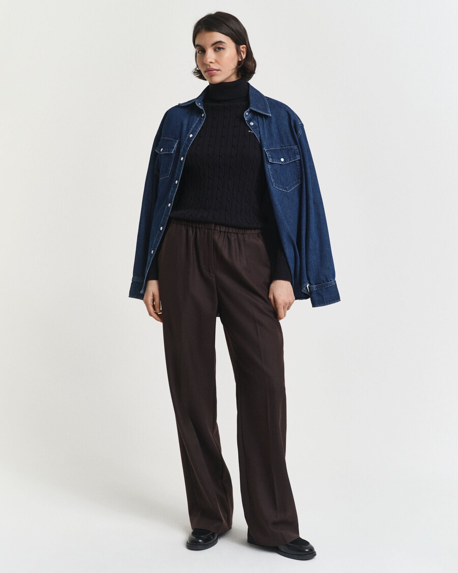 wool blend pullon pants - deep brown