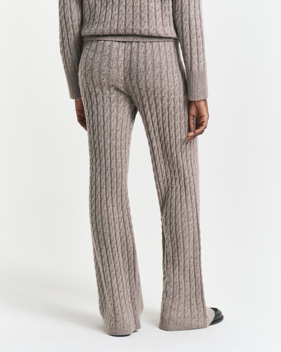 cable knit wool pants - taupe beige