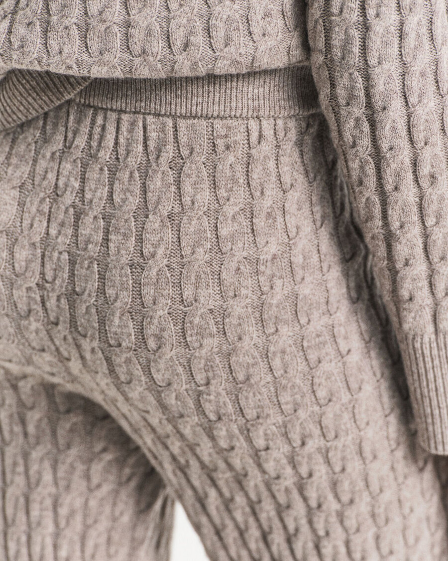 cable knit wool pants - taupe beige