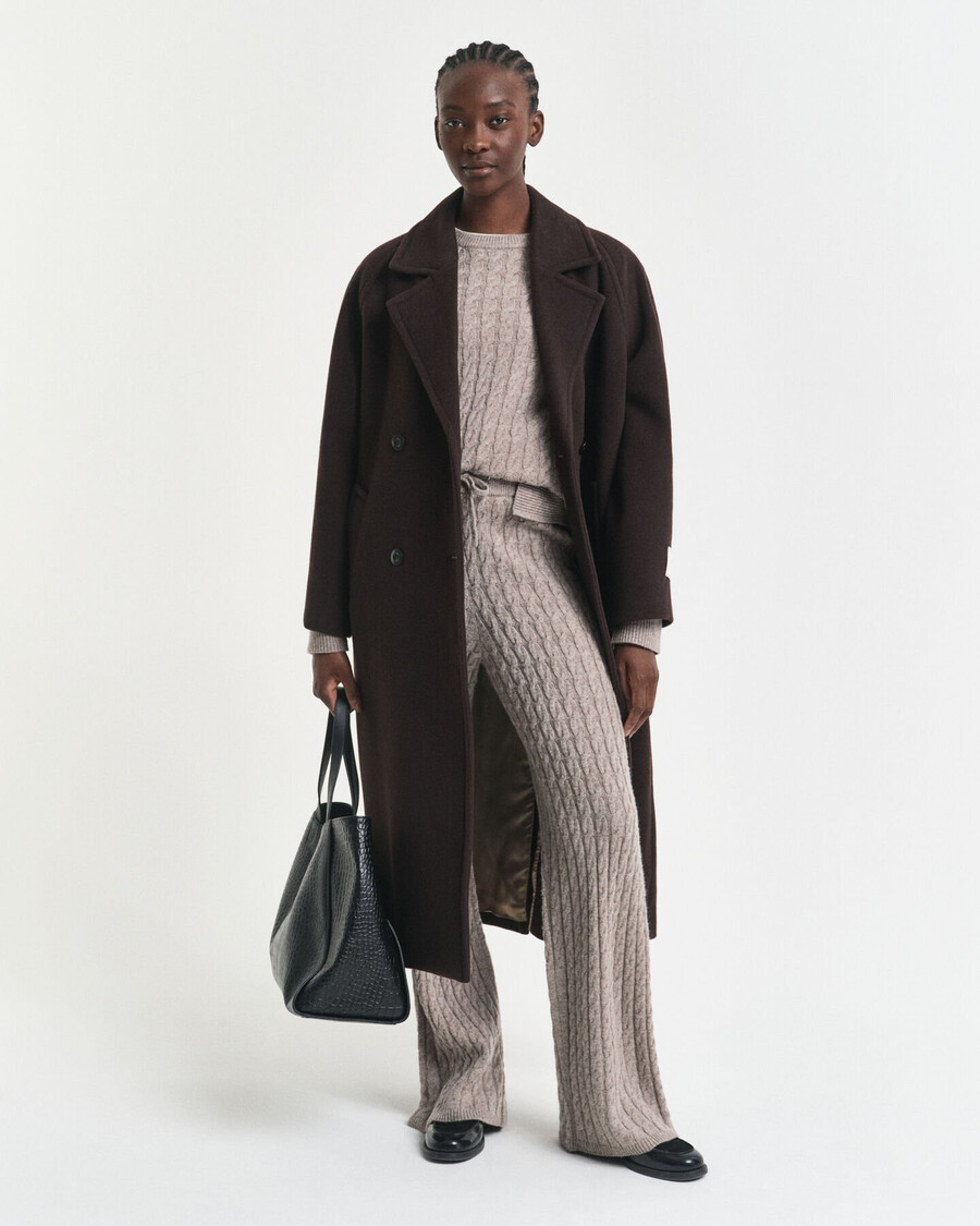 cable knit wool pants - taupe beige